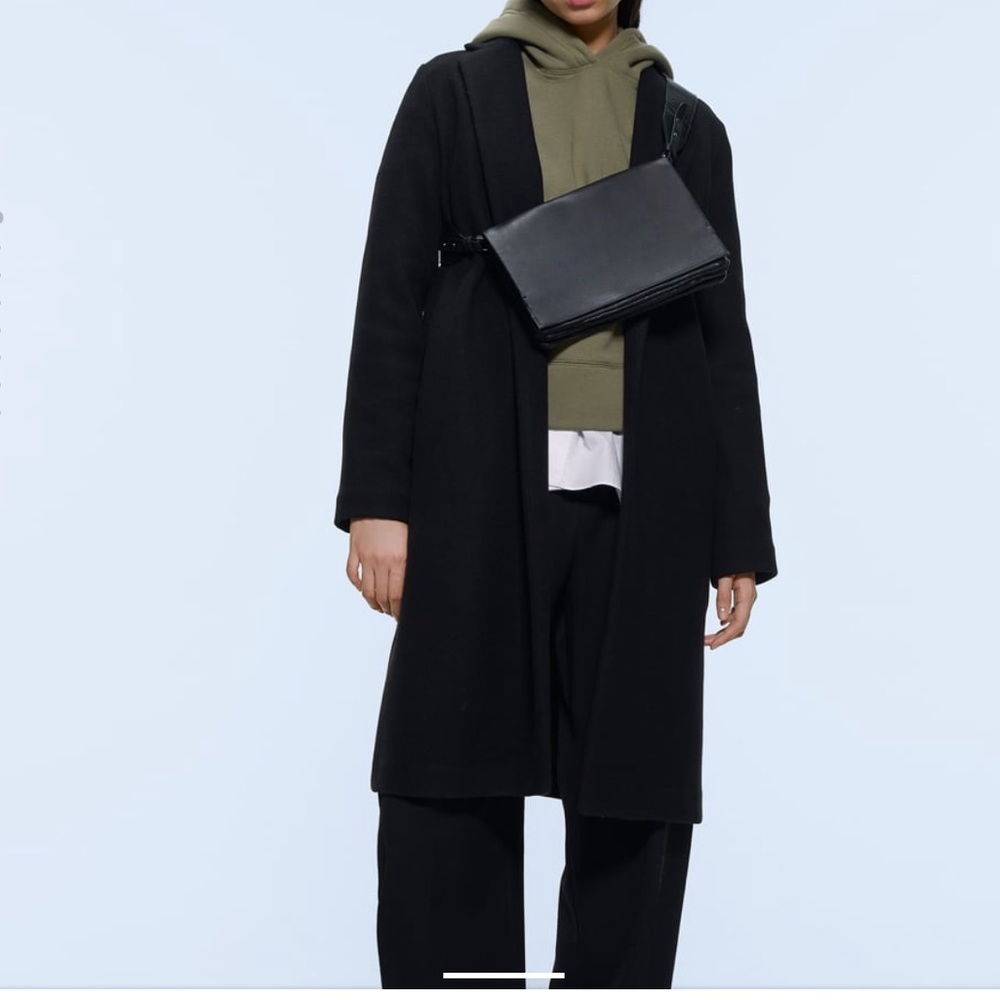 Zara Basic Black Coat in Size Small